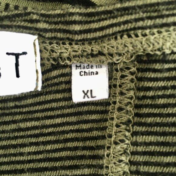 Habitat Sz XL Green Black Striped Artsy Lagenlook Cardigan Jacket Topper Blouse - Picture 9 of 10